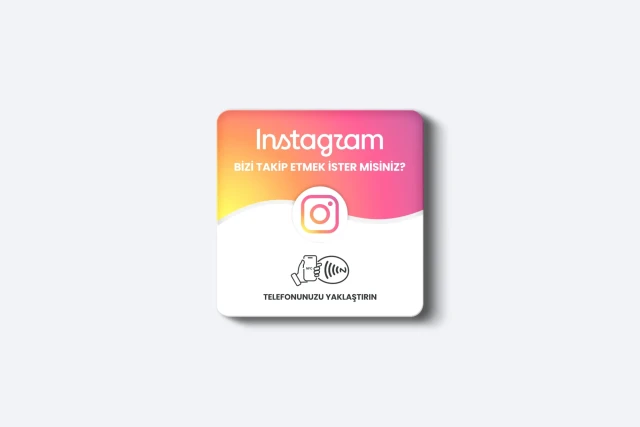 Instagram Takip Kartı - 3mm Pleksi - NFC Özellikli - Kare (Beyaz)
