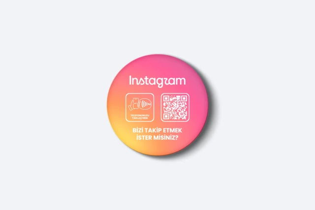 Instagram Takip Kartı - 3mm Pleksi - NFC & QR Özellikli - Yuvarlak (Renkli)