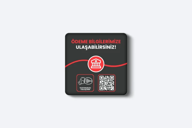 IBAN Ödeme Kartı - 3mm Pleksi - NFC & QR Özellikli - Kare (Siyah)