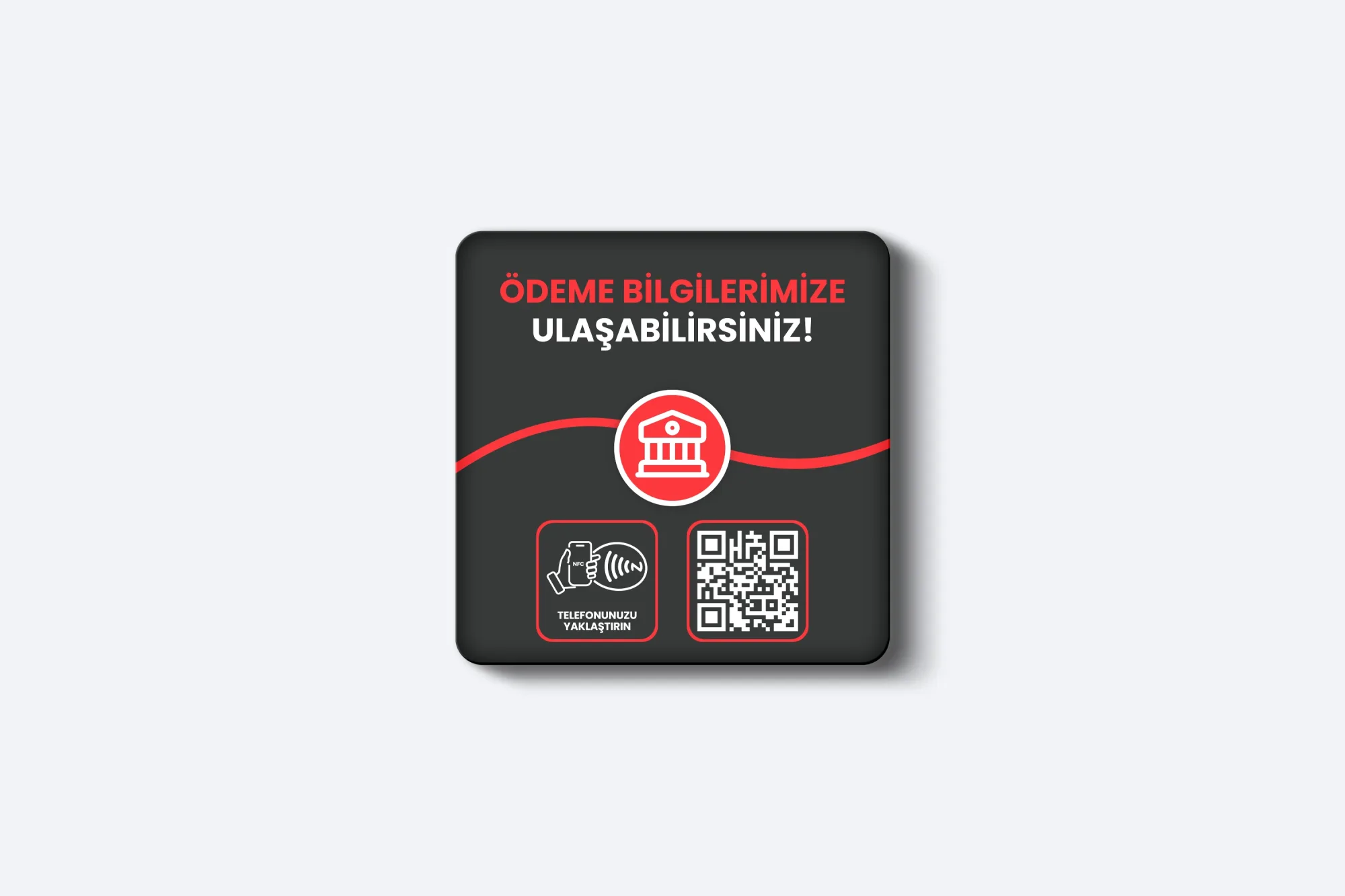 IBAN Ödeme Kartı - 3mm Pleksi - NFC & QR Özellikli - Kare (Siyah)