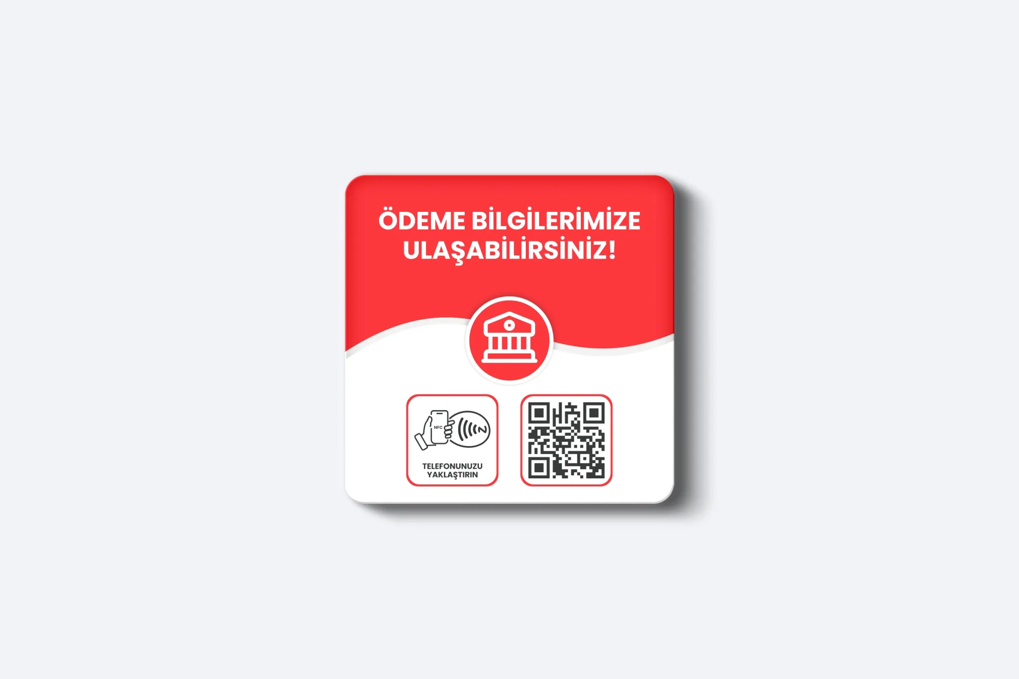 IBAN Ödeme Kartı - 3mm Pleksi - NFC & QR Özellikli - Kare (Beyaz)