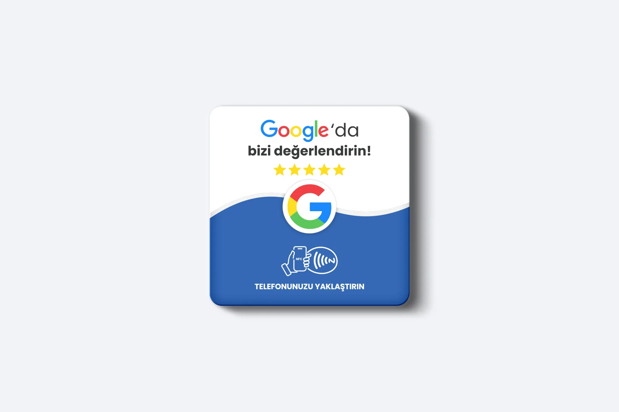 Google Yorum Kartı - 3mm Pleksi - NFC Özellikli - Kare (Beyaz)