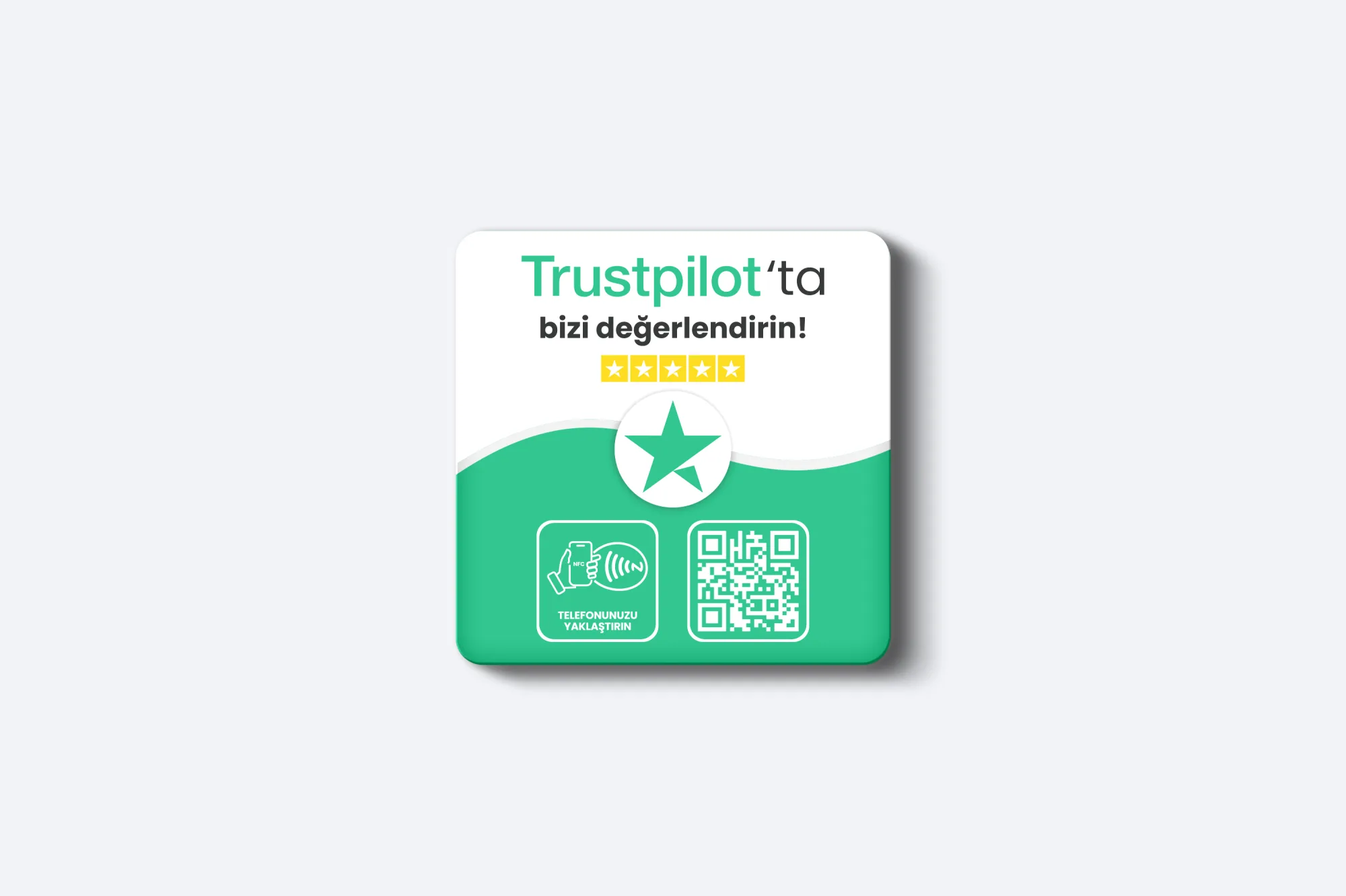 Trustpilot Yorum Kartı - 3mm Pleksi - NFC & QR Özellikli - Kare (Beyaz)